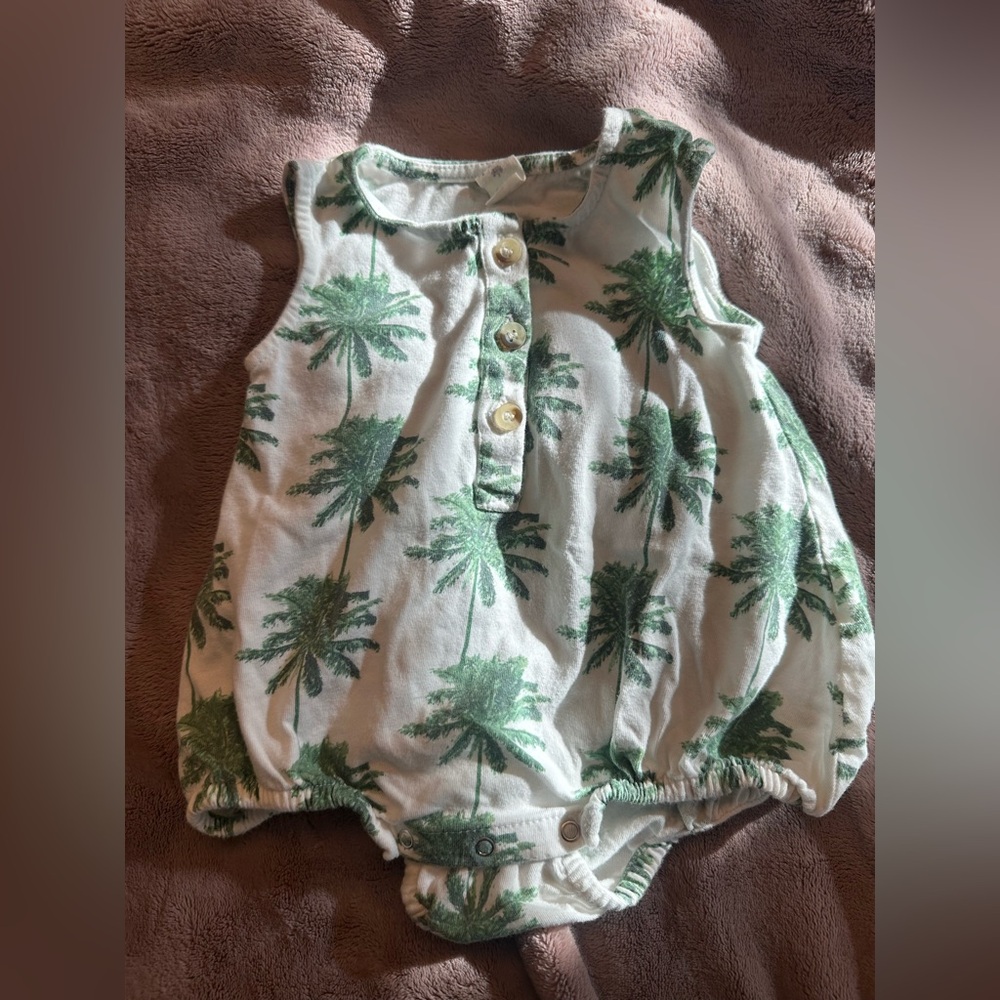 Kate Quinn - Green Palm Tree Baby Romper